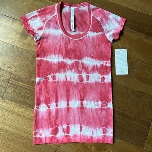 Lululemon Red and White Tie-Dye Top